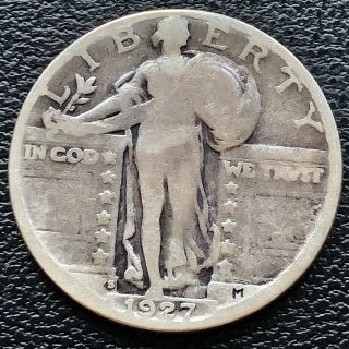 1927 S Standing Liberty Quarter 25c San Francisco Circulated Rare 18942