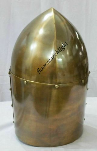 Armor Medieval Antique Finish Greek Sugarloaf Helmet Larp With RED WOODEN STAND 3