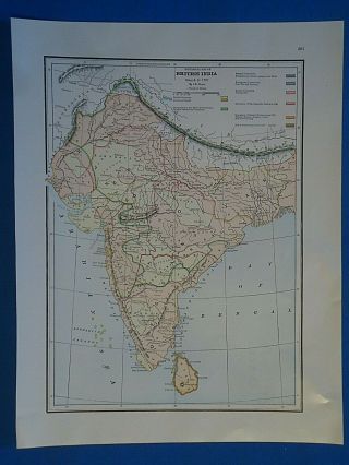 Vintage 1941 British India Map Old Antique Atlas Map 20819