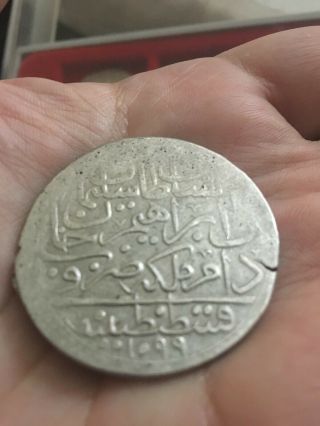 1687 Turkish,  Ah1099,  Rare Silver Kurus Coin Of Turkey,  19 Grms,  40 Mm.