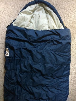 Vintage North Face Mummy Sleeping Bag,  Size Large,  Left Zip,  4 Season - 5º,  Navy