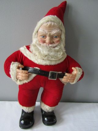 Vintage Rubber Face & Hands Plush Santa Claus 18 " Christmas Doll Rare