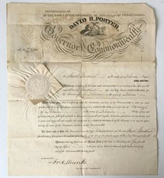 1840 Antique Justice Of The Peace Certificate Lebonon Pa Jacob Goodhart
