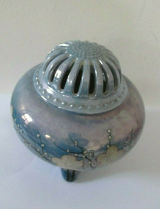 Antique/Vintage Japanese Lustre Ware Pomander Hand Painted Pot Pourri Bowl 2