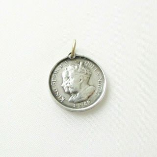 Antique King George And Queen Mary Crowned 1911 Silver Coin Pendant
