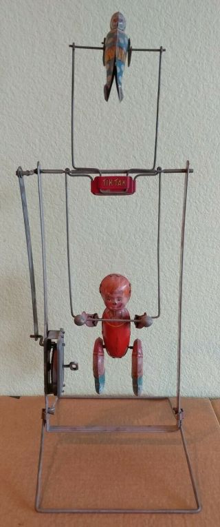 Marx Clown Acrobats For Tik Tak Toy Wind Up Antique Tin Trapeze 1930 