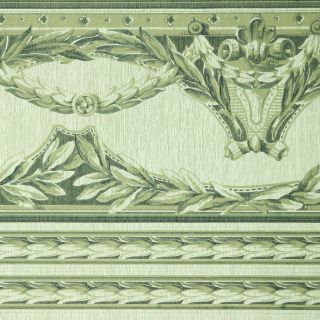 1920s Antique Wallpaper Frieze Border Green Leaf Swag Design