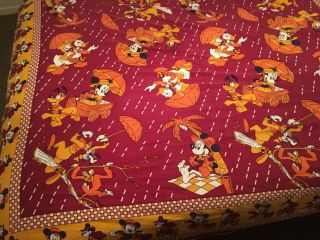 Vintage Mickey Mouse And Friends Bed Sheet 79” X 83” Rare