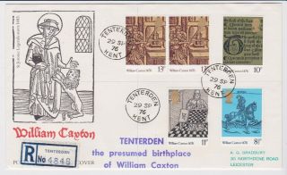 Gb Stamps Rare First Day Cover 1976 William Caxton Birthplace Tenterden Cds