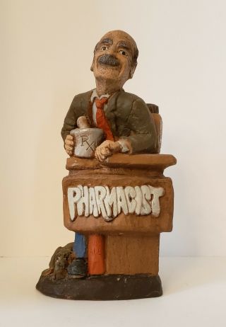 Unique Rare Vintage Pharmacist Figurine By Y Vincent 1986 Hand Painted