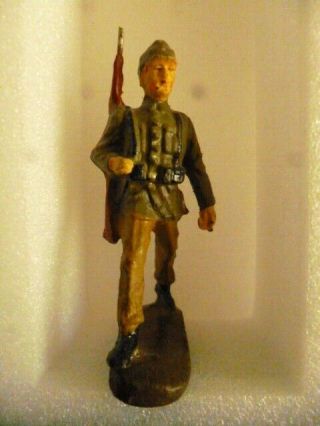 Vintage Pre War Lineol Elastolin German Soldier With Hat No Helmet Rare
