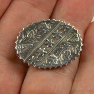 Antique Victorian Chester Hm 1887 Sterling Silver Brooch Pin