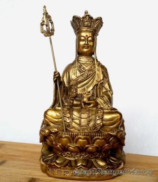 Antique Bronze Ksitigarbha Bodhisattva Ancient Statue 8 " High