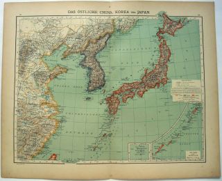 Eastern China,  Korea & Japan - 1900 Map By Carl Wolf.  Tsin - Tau.  Antique