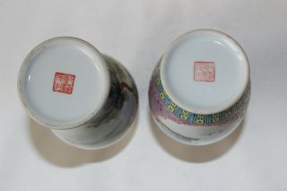 2 chinese vases republic famille rose verte porcelain pottery signed enameled 2