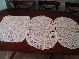 3 Vintage Crochet Chair Back Covers