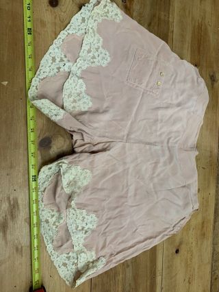 Antique Panties Lingerie Bloomers Pink Floral Lace Silk 100 Boudoir Glam Dress