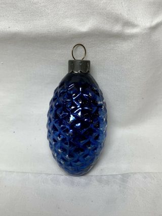 Rare Antique Germany Blue Pinecone Pine Cone Kugel Christmas Bulb Ornament C1890