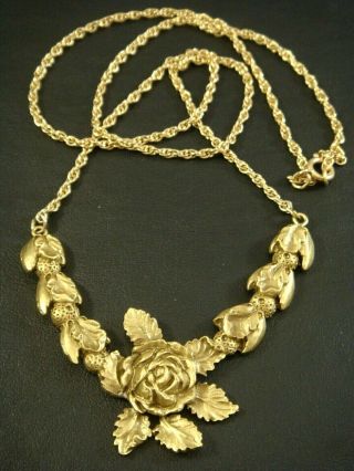 Rare Vintage Whha White House 24k Gold & Pewter Scottish Roses 20 " Necklace Dar