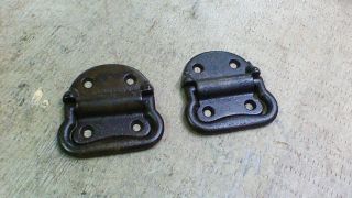 Vintage Pair Cast Iron Tool Box Trunk Chest Handles Heavy Duty