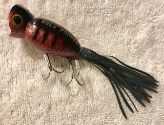 Fishing Lure Fred Arbogast Rare Red Perch 3/8 Hula Popper Tackle Box Crank Bait