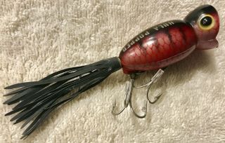 Fishing Lure Fred Arbogast Rare Red Perch 3/8 Hula Popper Tackle Box Crank Bait 2
