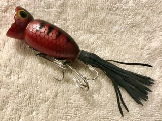 Fishing Lure Fred Arbogast Rare Red Perch 3/8 Hula Popper Tackle Box Crank Bait 3