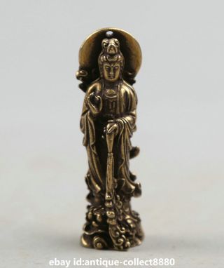 2 " Curio Chinese Bronze Buddhism Kwan - Yin Goddess Guan Yin Small Pendant 