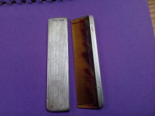 Antique Hallmarked Sterling Silver Cased Comb.  Wh 1921/22
