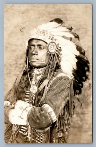 American Indian Chief Antique Real Photo Postcard Rppc