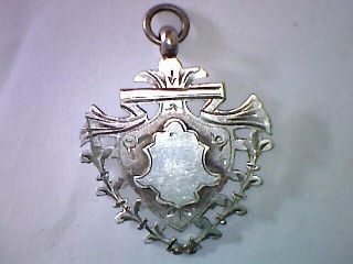 Large Victorian Bright Cut Sterling Silver Fob Medal - Not Engraved