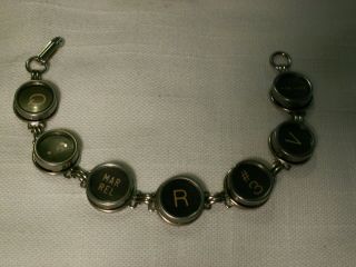 .  Silver Tone,  Antique Typewriter Key Panels Bracelet. 2
