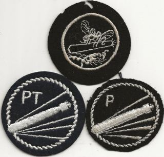 Rare Wwii " (3) Variations Pt Boat " Patch - All Emb On Wool