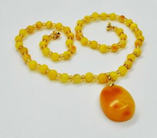 14.  58gr Rare Baltic Amber Necklace Egg Yolk Graduated Natural Beads