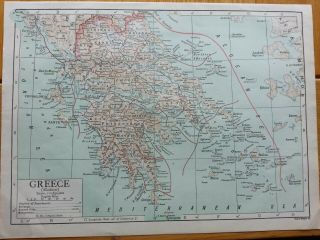 Antique Print 1926 Map Of Greece Modern Vintage Atlas Globe Map Of World Europe