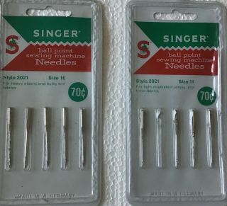 Antique Singer Ball Point Sewing Machine Needles Size 11 And 16