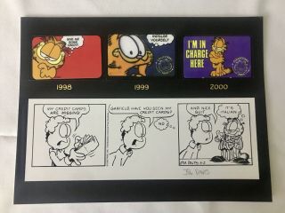 Rare,  Matted Garfield Comic Strip Art Signed By Jim Davis