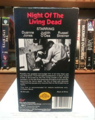Night Of The Living Dead VHS 1968 Congress Video Corp 1986 rare typo re release 2