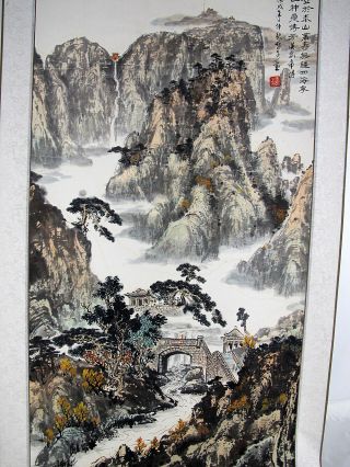 Chinese School Wang Daishui Watercolor Ink Painting Scroll Landscape 2 Of 2 Yqz