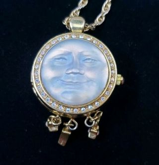 Gorgeous Rare Kirks Folly Man In The Moon Face Watch Necklace Wow