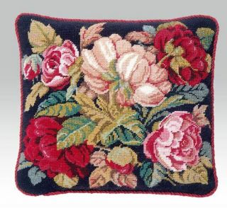 Ehrman Blooming Roses Charcoal David Merry Needlepoint Tapestry Kit Rare
