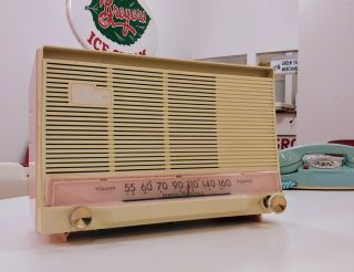 Vintage Antique General Electric Musaphonic Tube Radio Pink Model T130a 50s Old