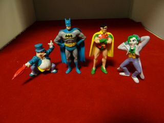 Vintage 1989 Dc Applause Batman Robin Penguin Joker Pvc Figures Set Of 4 Rare