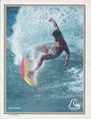 1978 Quiksilver Surfboard Ad / Costa Mesa Ca/ Dane Kealoha