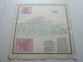1873 Antique Map,  " Elk " Chester County Atlas,  Pennsylvania,  Witmer