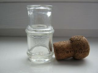 Vintage Old Antique Small Ww1 Clear Glass Bottle Jar With Cork