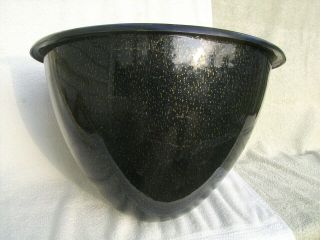 Large Mid Century Modern Bullet Planter Only No Stand Plastic Black Gold Flakes