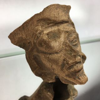Ancient Pre - Columbian Aztec Inca Maya Pottery Fragment Terra Cotta Face Man