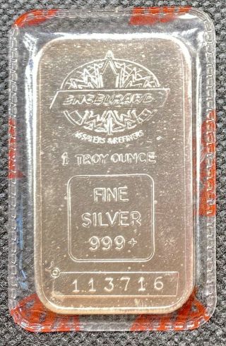 Engelhard Maple Leaf 1 Oz.  999 Silver Bar Ultra Rare Serial 113716