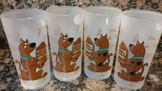 Rare Vinatge 1999 Scooby Doo Plastic Cold Cup Cups Set Of 4,  6.  5 X 3 "